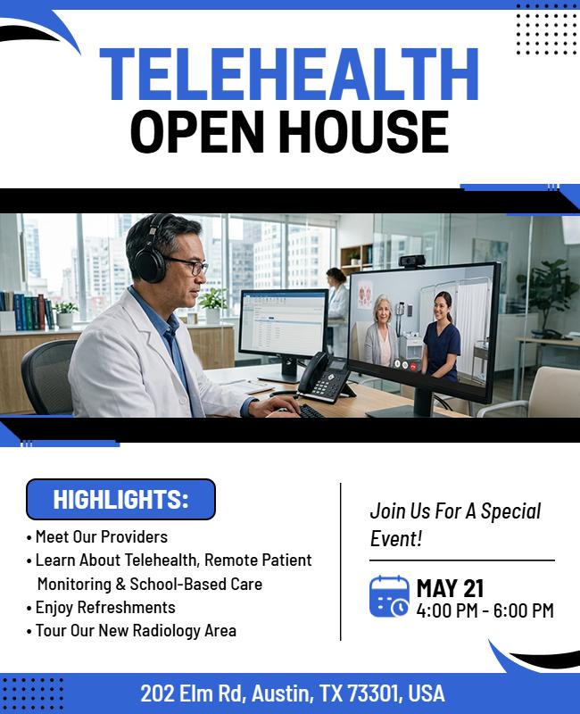Telehealth Open House Event Flyer Template
