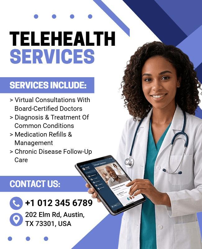 Telehealth Services Advertisement Flyer Template
