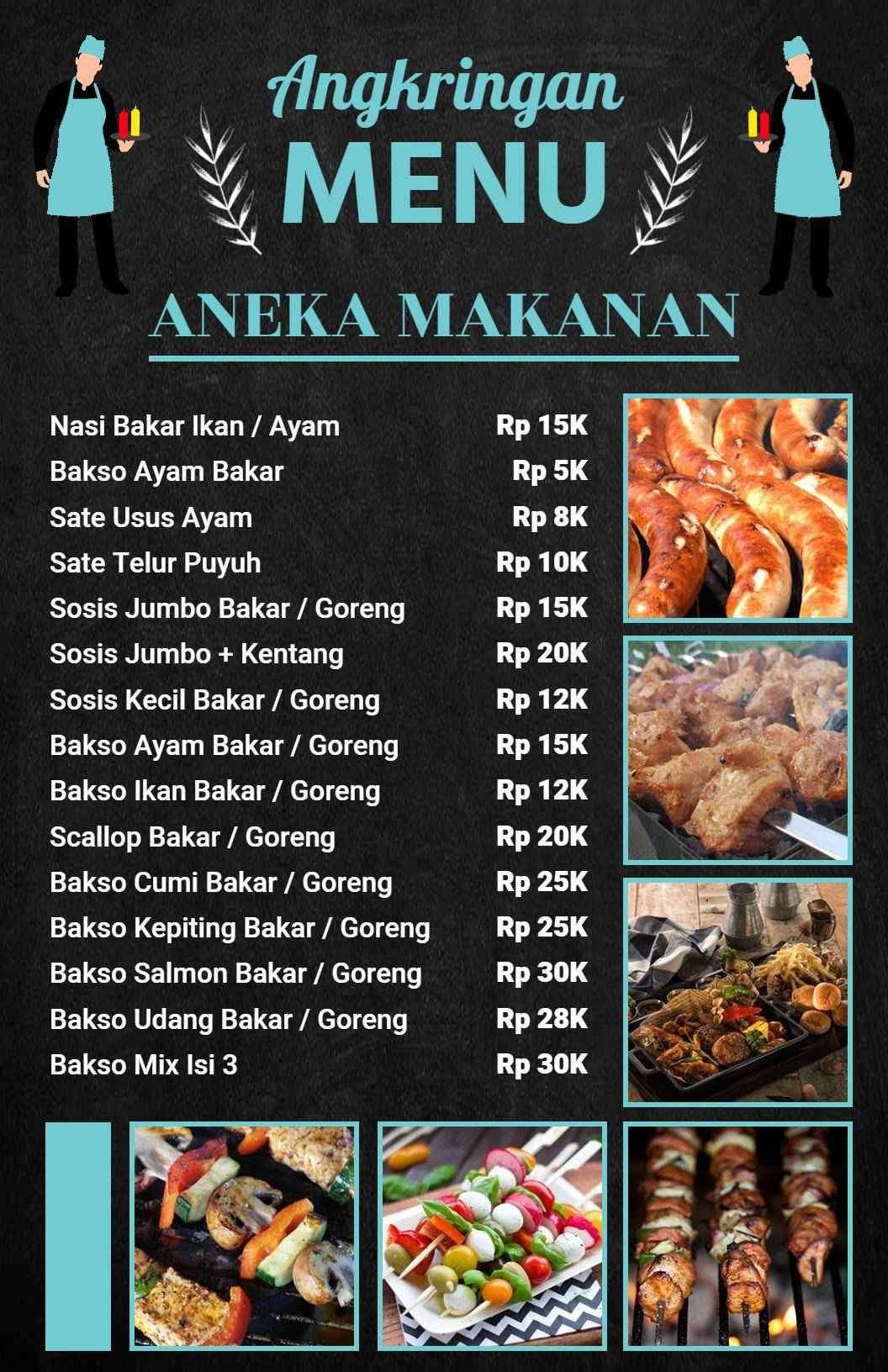 Templat Menu Angkringan Aneka Sajian Panggang Dan Pilihan Sate Gurih