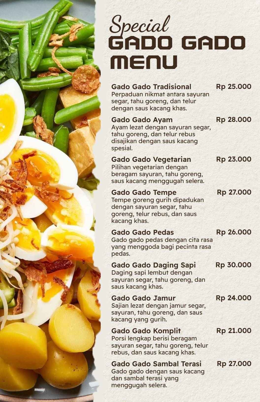 Templat Menu Gado Gado Spesial Coklat Tradisional