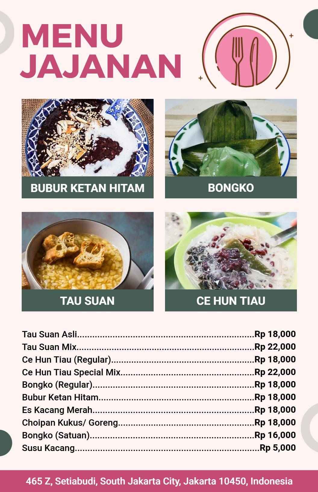 Templat Menu Jajanan Kaki Lima Tradisional Yang Penuh Warna