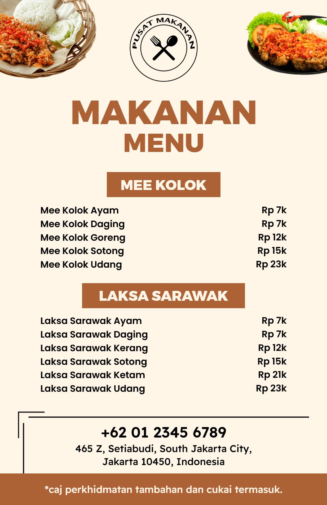 Templat Menu Makanan Coklat Dan Krim Minimalis