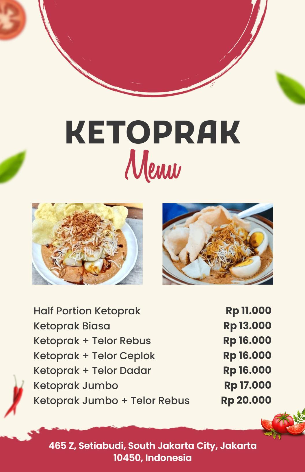 Templat Menu Makanan Pilihan Ketoprak Indonesia Otentik Dan Variasi Telur