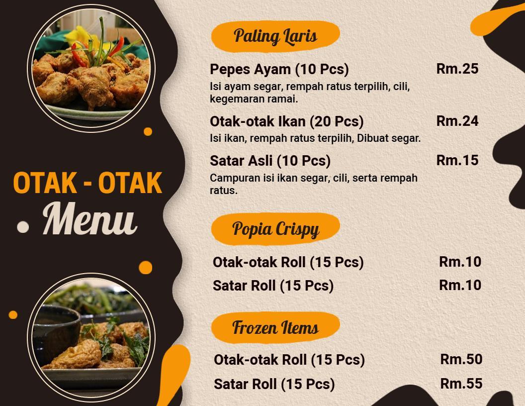 Templat Menu Masakan Otak-Otak Hitam Putih Moden