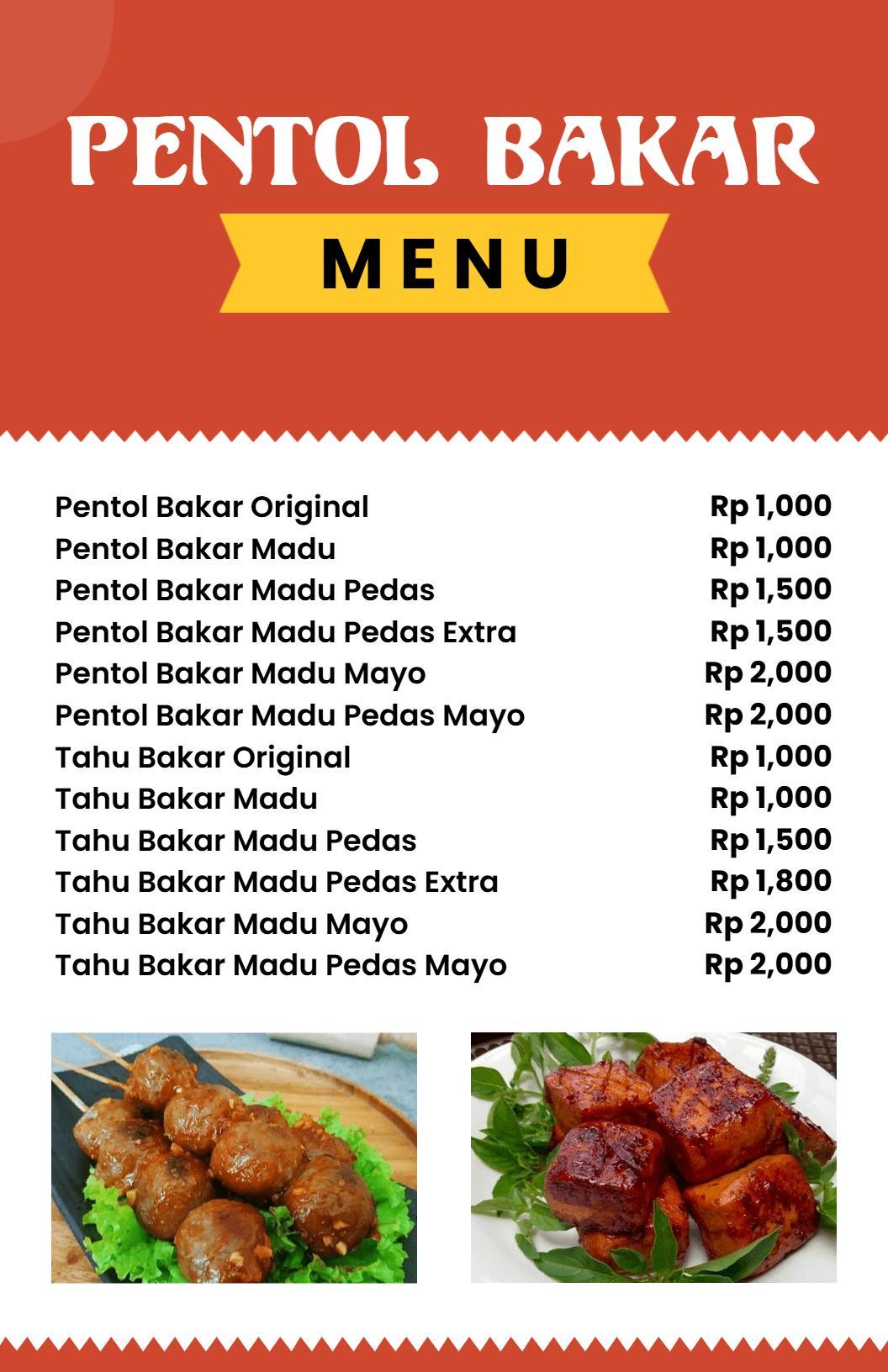 Templat Menu Pentol Bakar Indonesia Vintage