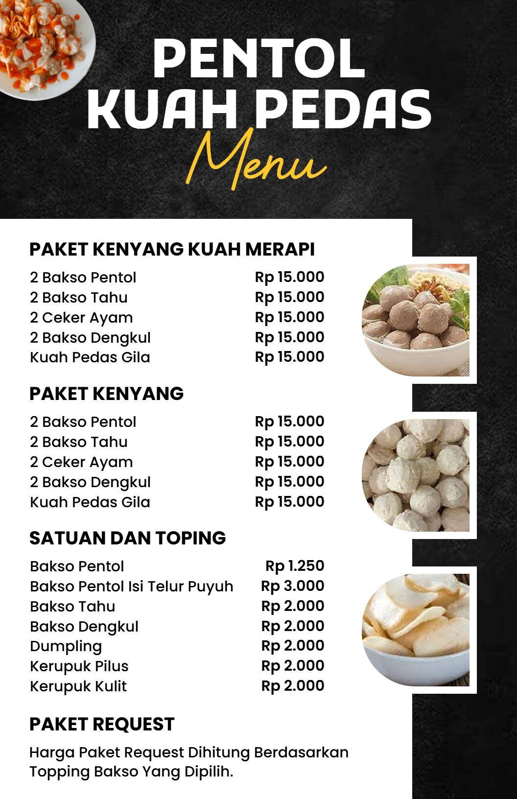 Templat Menu Pentol Dan Tahu Khas Indonesia Yang Menggugah Selera