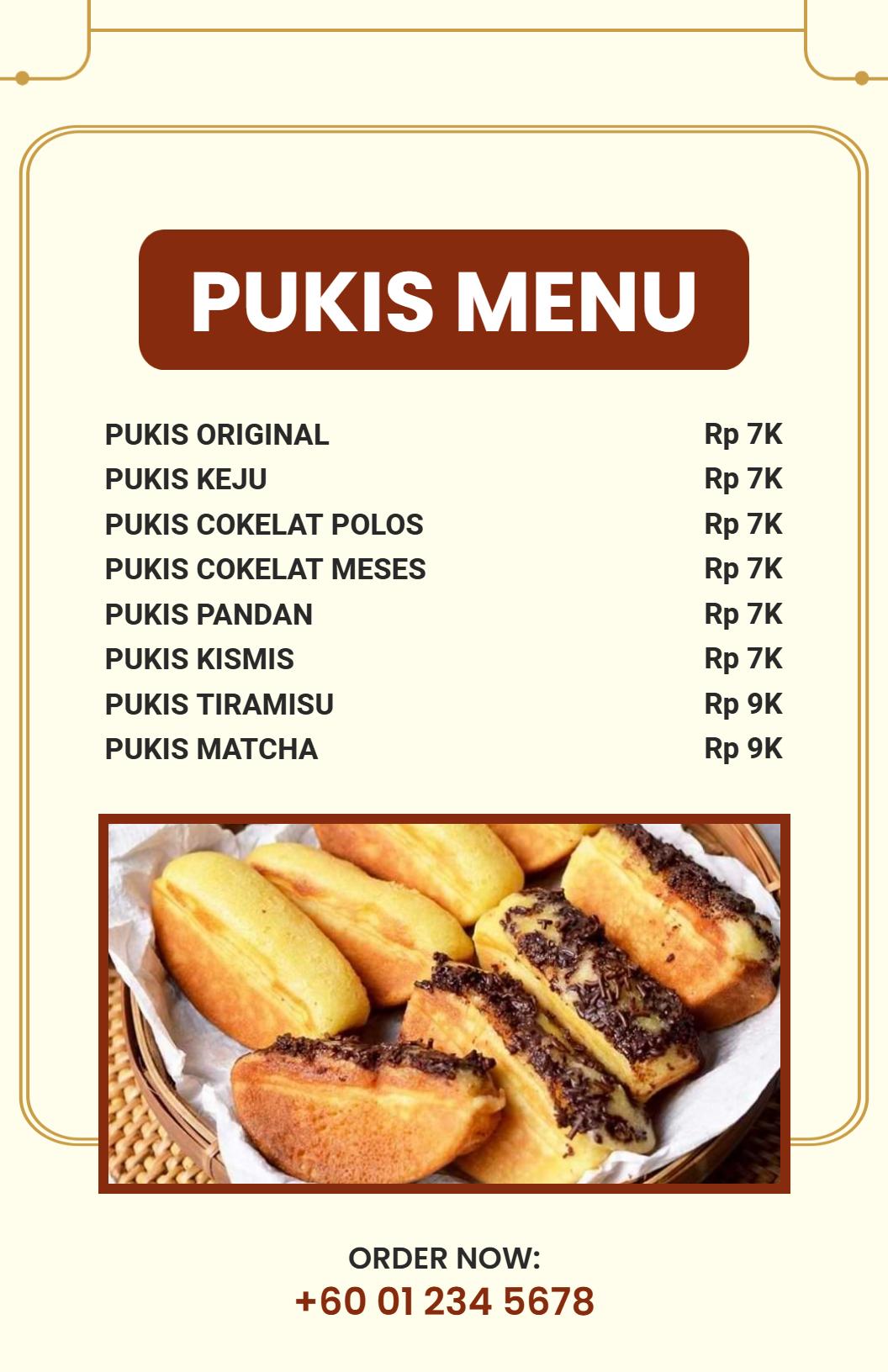 Templat Menu Pilihan Pukis Indonesia Bernuansa Putih Yang Elegan