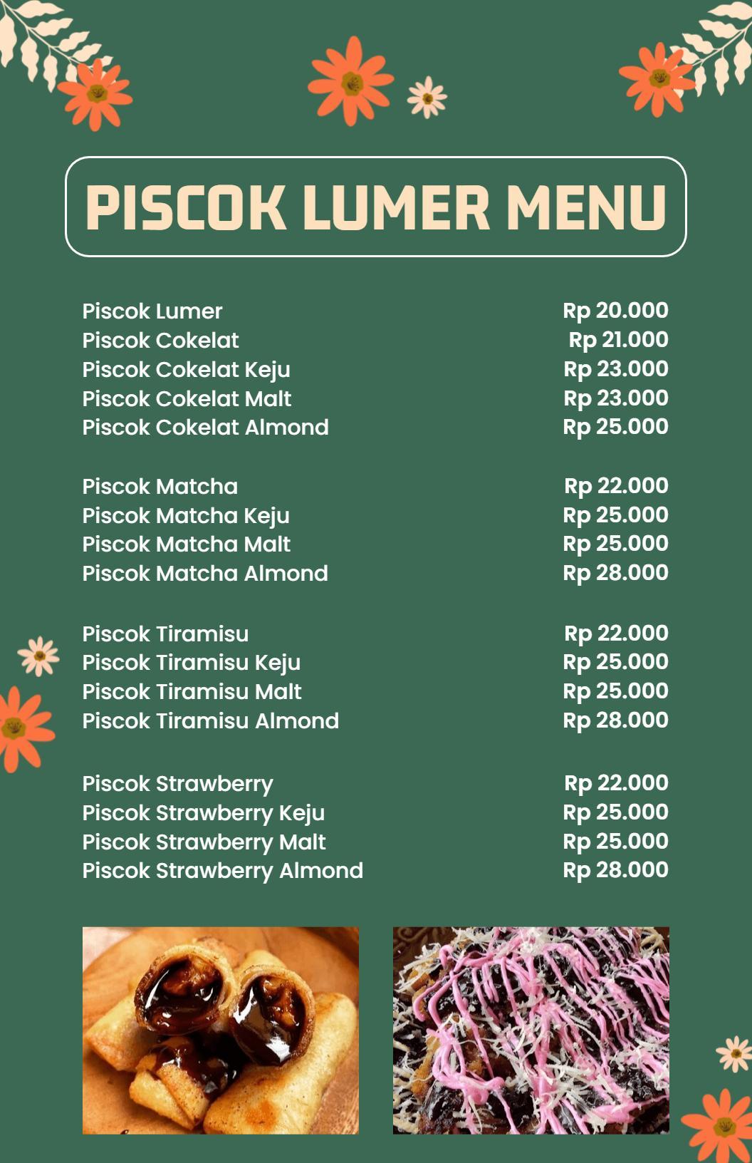 Templat Menu Pisang Coklat Bertema Bunga Aneh