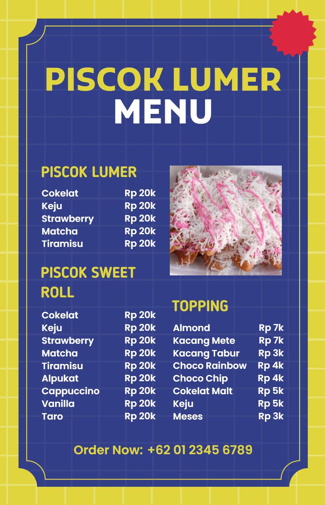 Templat Menu Piskok Lumer Kuning Dan Biru