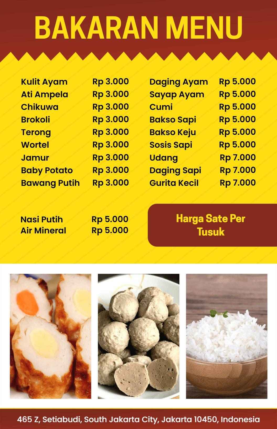 Templat Menu Restoran Bakaran Klasik Warna Merah Marun Dan Kuning