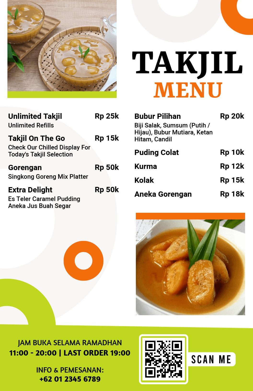 Templat Menu Takjil Tradisional Indonesia Berwarna-Warni