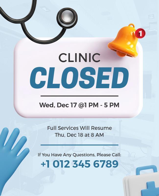 Temporary Clinic Closed Notice Flyer Template
