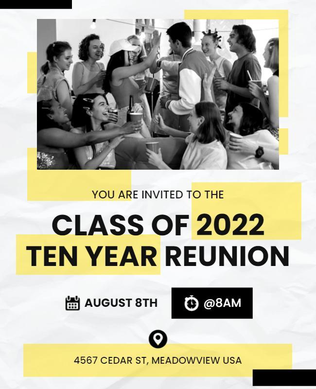 Ten Year Class Reunion Invitation Flyer Template