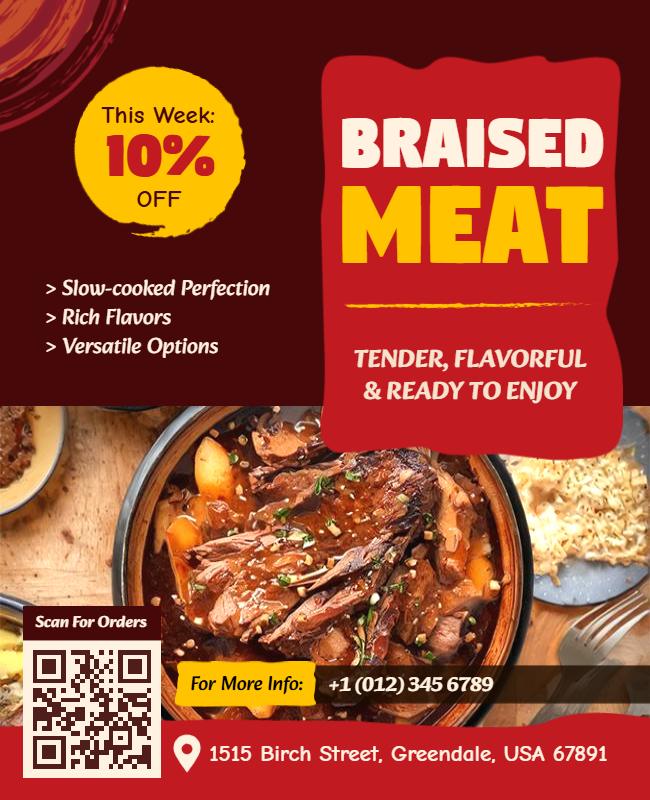 Tender Braised Meat Cuisine Flyer Template