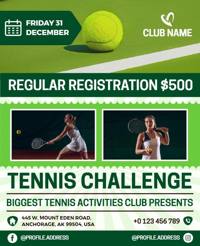 Tennis Challenge Event Announcement Flyer Template