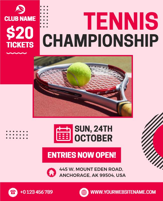 Bold Pink Tennis Championship Event Flyer Template