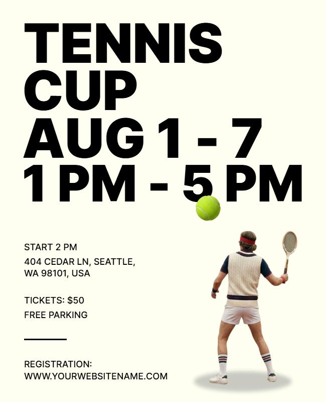 Tennis Cup Tournament Event Typography Poster Template