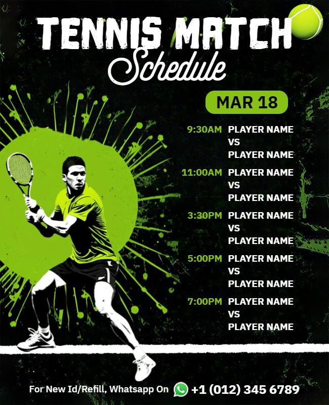 Tennis Match Event Schedule Flyer Template