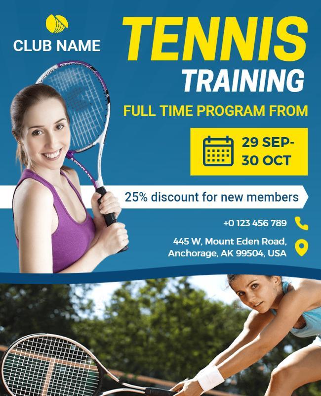 Tennis Training Program Promotional Flyer Template