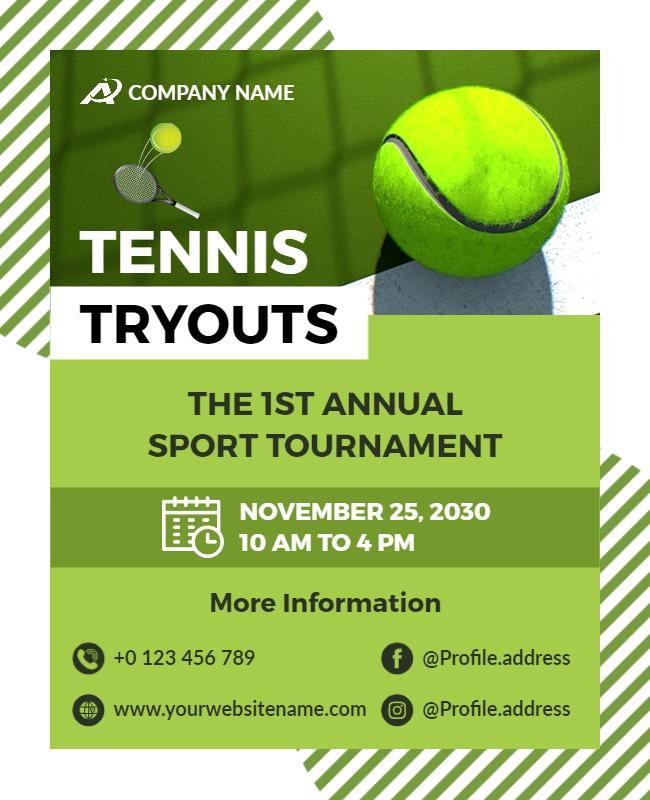 Tennis Tryouts Annual Tournament Flyer Template