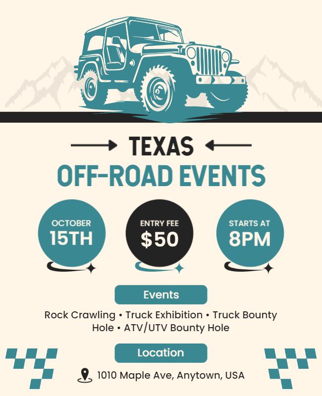 Texas Off Road Adventure Events Flyer Template