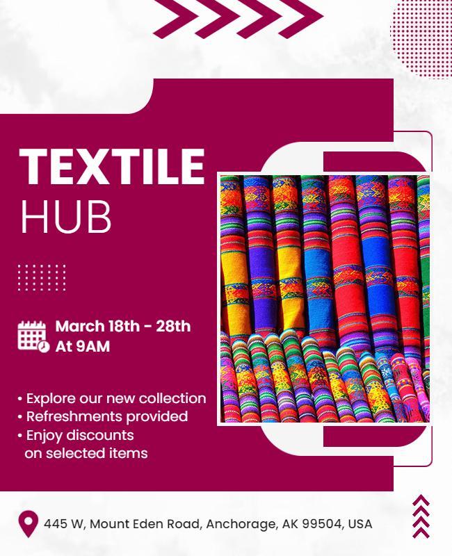 Textile Hub Fabric Showcase Event Flyer Template