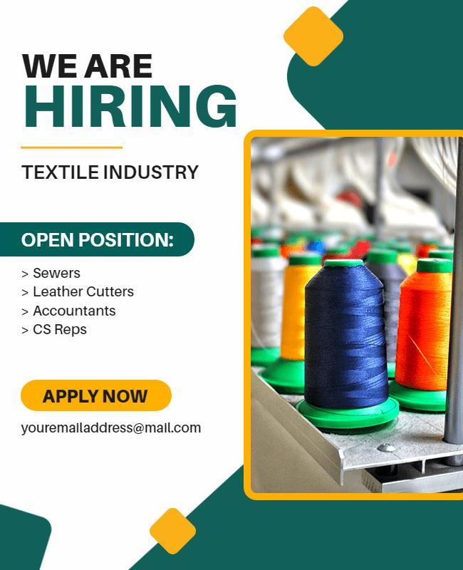 Textile Industry Job Openings Flyer Template