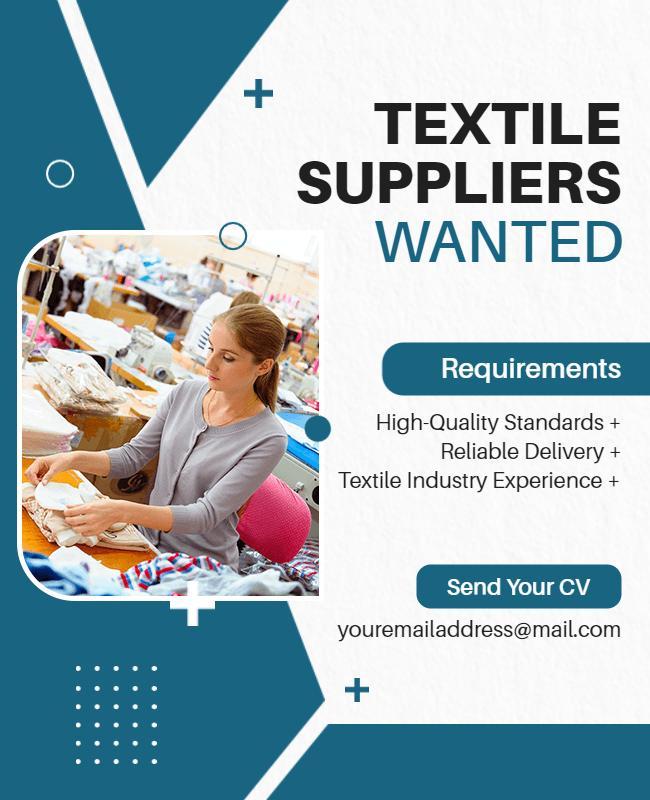 Textile Suppliers Recruitment Advertisement Flyer Template