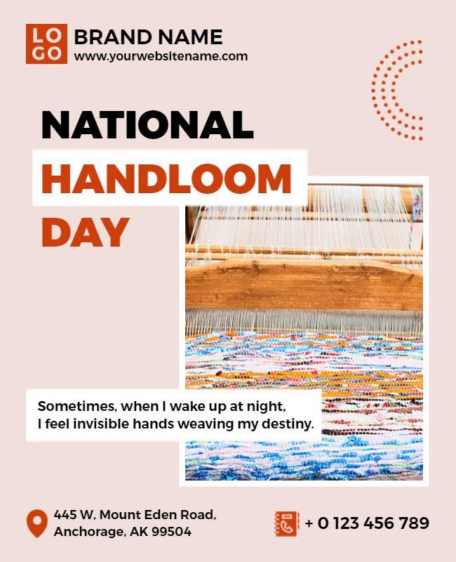 Textured Weaving Craft Celebration for National Handloom Day Poster Template