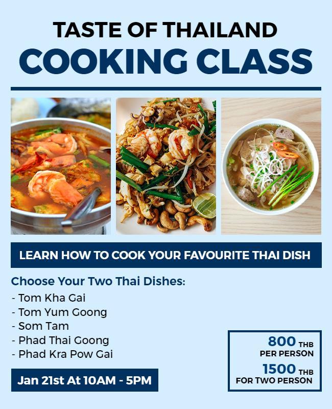 Thai Cooking Class Experience Flyer Template