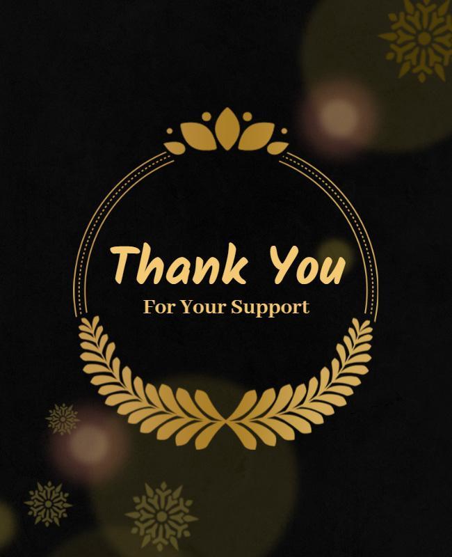 Elegant Black Thank You for Your Support Flyer Template