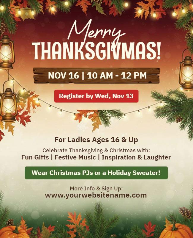 Thanksgiving and Christmas Celebration Event Flyer Template