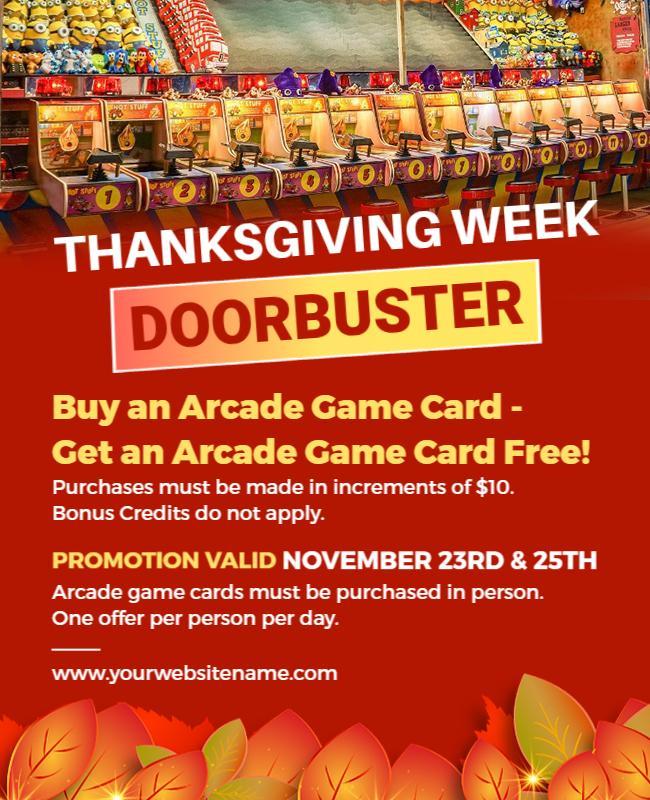 Thanksgiving Arcade Game Promotion Flyer Template