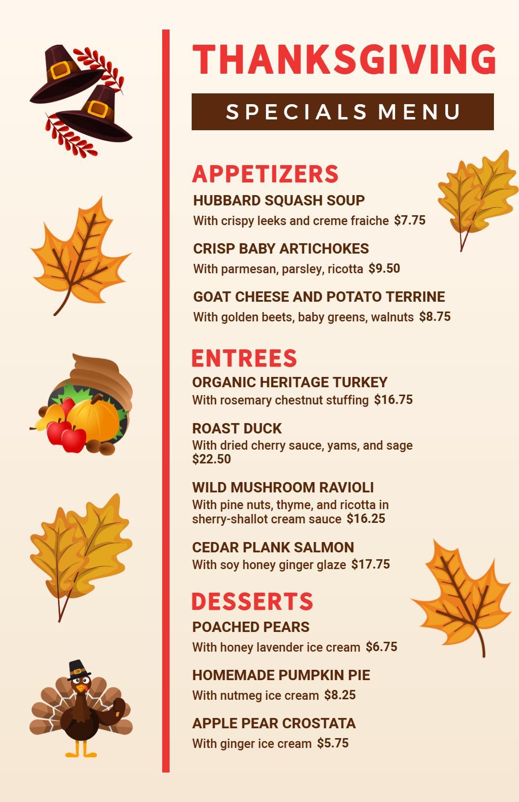 Thanksgiving Autumn-Themed Special Menu Template
