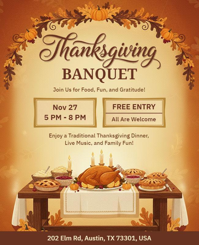 Thanksgiving Banquet Celebration Flyer Template