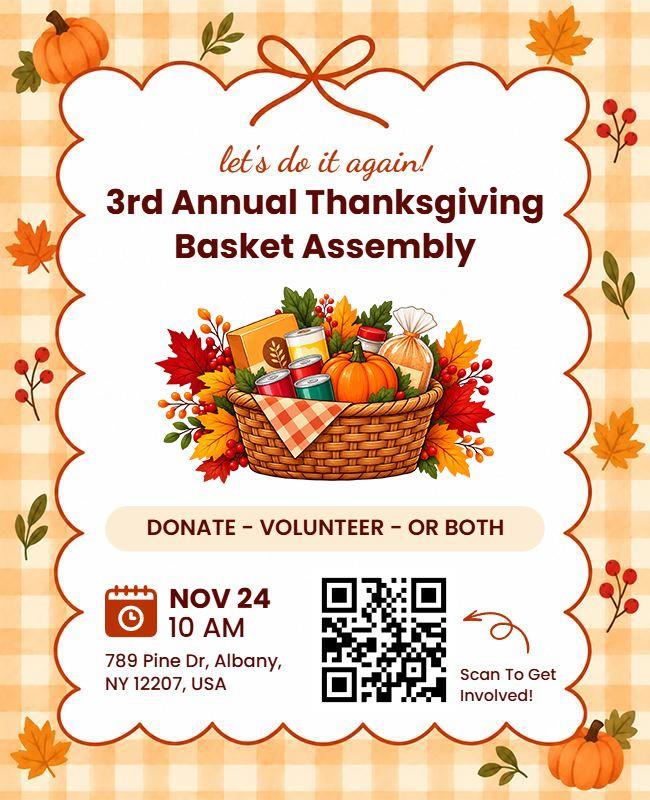 Thanksgiving Basket Assembly Volunteer Event Flyer Template
