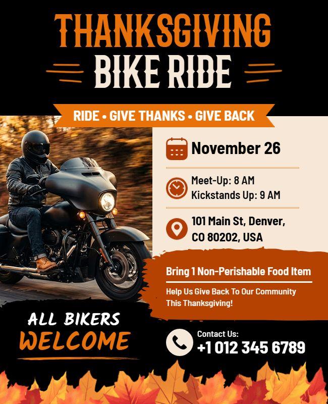 Thanksgiving Bikers Event Promotional Flyer Template