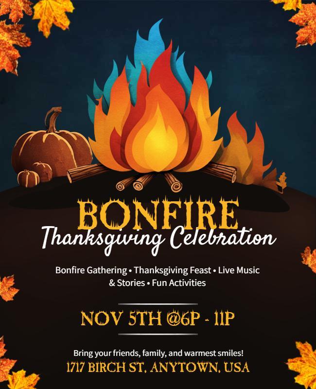 Thanksgiving Bonfire Celebration Event Flyer Template