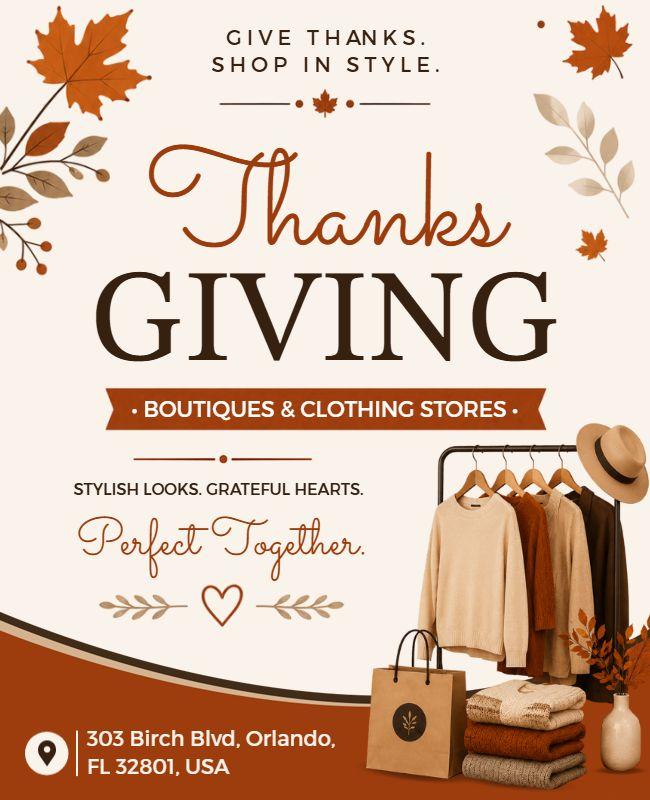Thanksgiving Boutique Clothing Sale Poster Template