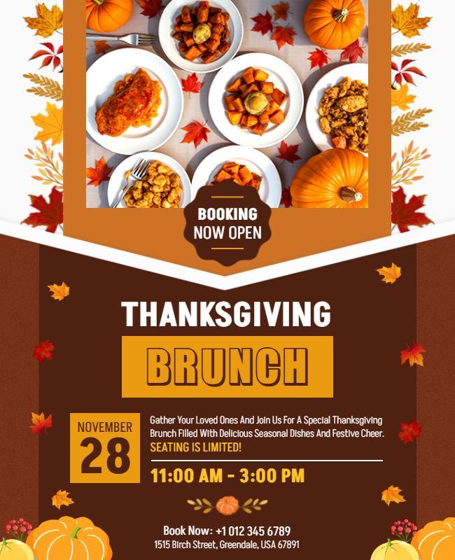 Thanksgiving Brunch Celebration Flyer Template