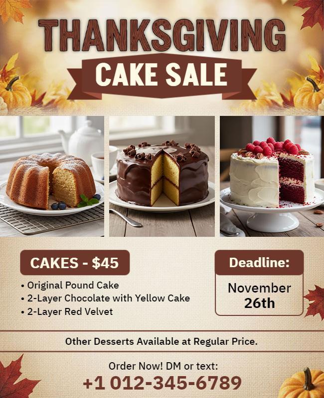Thanksgiving Cake Sale Promotional Flyer Template