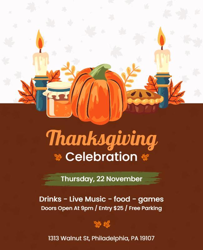 Festive Autumn Thanksgiving Celebration Flyer Template