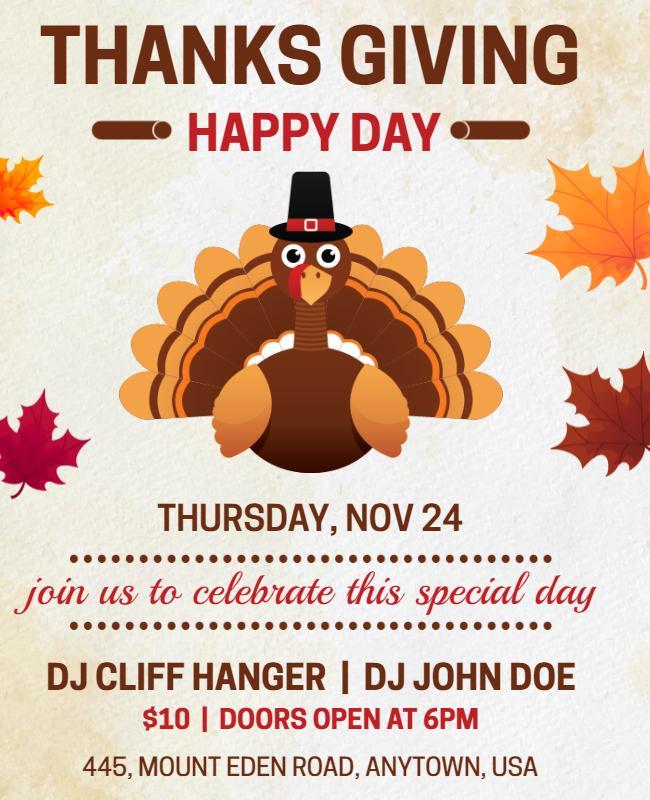 Thanksgiving-Themed Festive Celebration Party Flyer Template