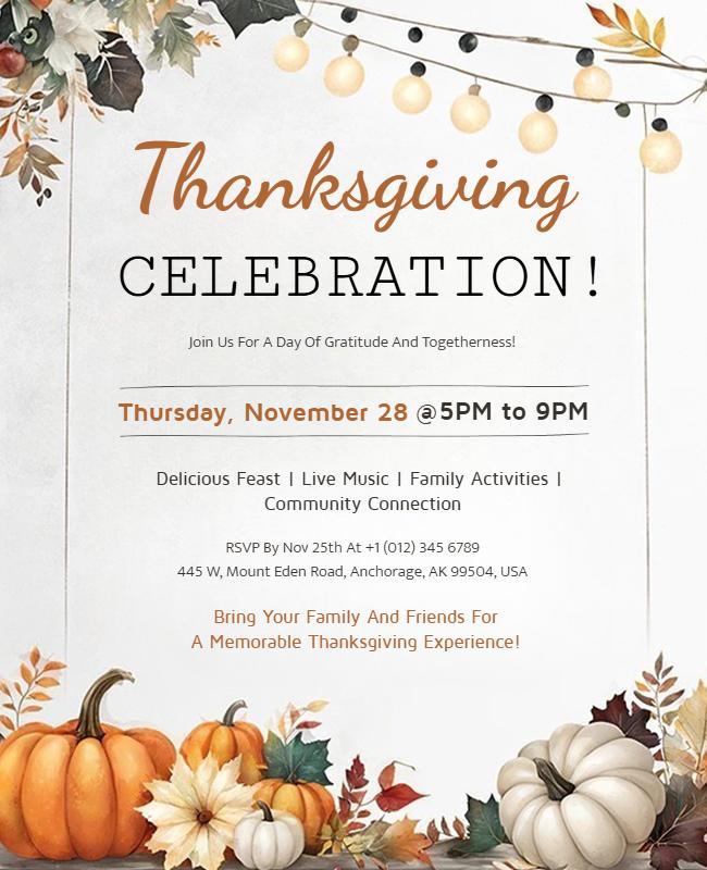 Charming Fall Harvest Thanksgiving Gathering Flyer Template