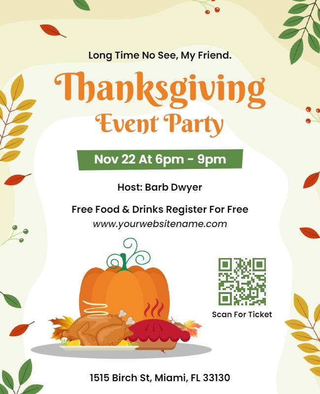 Thanksgiving Celebration Event Party Flyer Template