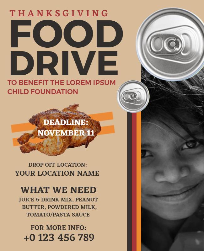 Thanksgiving Charity Food Drive Flyer Template