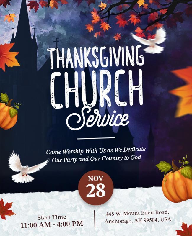 Thanksgiving Church Service Event Flyer Template