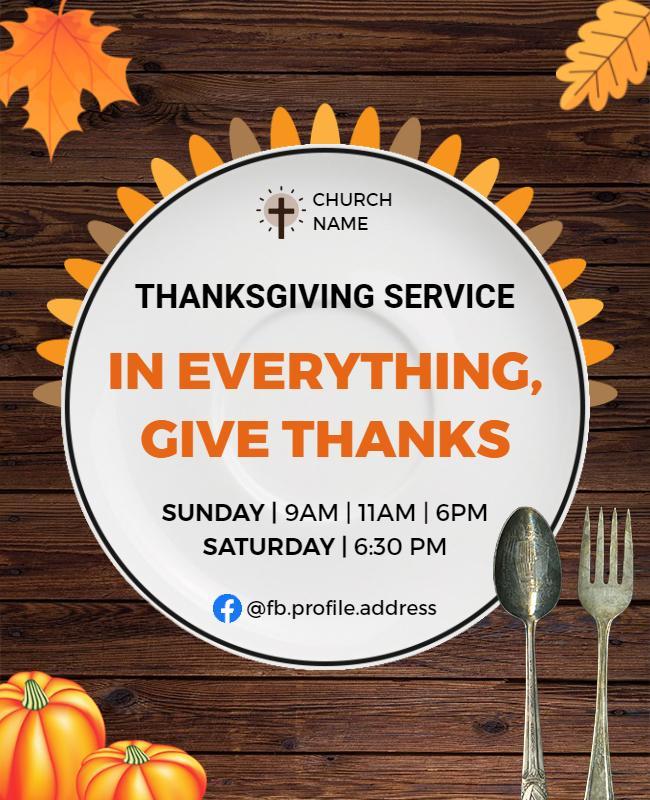 Thanksgiving Church Service Invitation Flyer Template