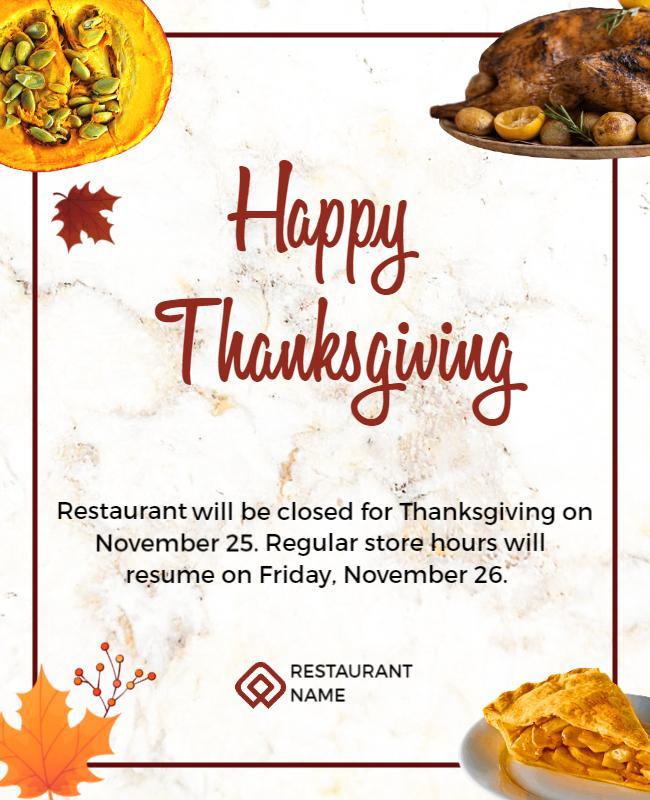 Warm Autumn Thanksgiving Celebration Closure Flyer Template