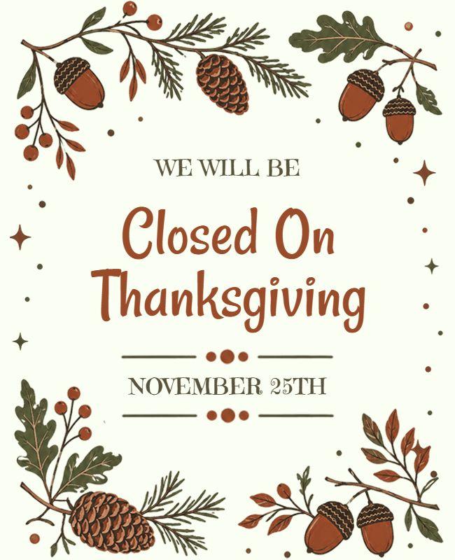Thanksgiving Closure Announcement Poster Template